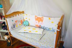 Комплект постельного белья для новорожденных с защитой-бортиками Леко Лисичка