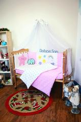 Комплект постельного белья для новорожденных с защитой-бортиками Леко Розово-белый