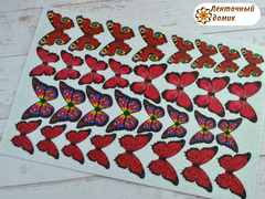 Метелики  для вирізання червоні в листах