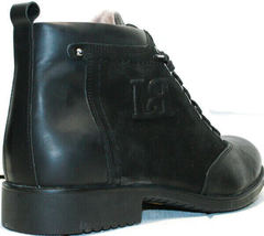 Кожаные зимние ботинки мужские классические Luciano Bellini 6057-58K Black Leathers & Nubuk.