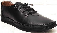 Стиль смарт кэжуал черные кожаные кеды кроссовки женские модные EVA collection 151 Black.