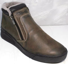 Зимние ботинки на толстой подошве мужские Rifellini Rovigo 046 Brown Black.
