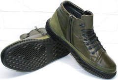 Модные зимние мужские ботинки на толстой подошве термо Luciano Bellini BC2803 TL Khaki.