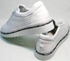 Модные женские туфли кроссовки на каждый день летние Evromoda 215.314 All White.