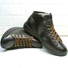 Мужские кроссовки кеды кожаные демисезонные Ikoc 1770-5 B-Brown