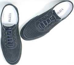 Мужские туфли кроссовки для повседневной ходьбы Vitto Men Shoes 3560 Navy Blue.