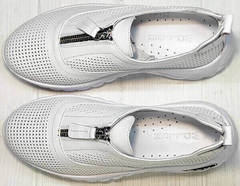 Белые женские кроссовки из натуральной кожи с перфорацией Wollen P029-259-02 All White.