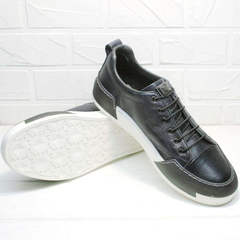 Кожаные кроссовки туфли мужские осенние Luciano Bellini C6401 TK Blue.