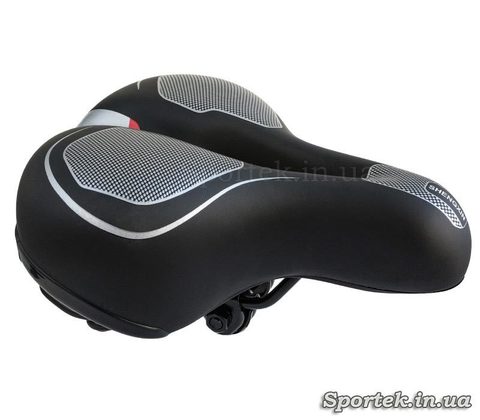 Велосипедное прогулочное седло с прорезью (черно-серебристое, 245х200 мм, пластик)