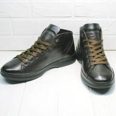 Кожаные ботинки кроссовки демисезонные мужские Ikoc 1770-5 B-Brown.