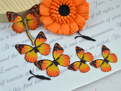 Метелики СЕРЕДНІ з тканини вирізані жовто-помаранчеві №36