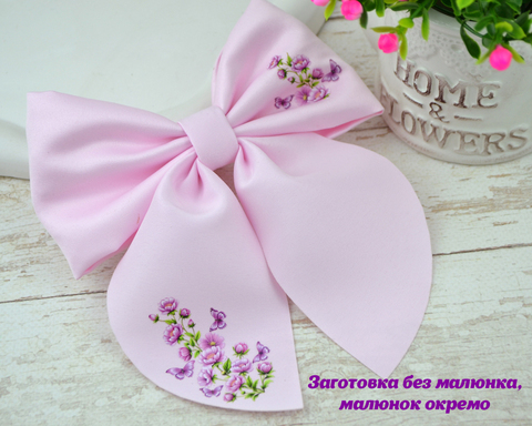 Атласна заготовка Еллі для бантика з хвостиками світло-рожева