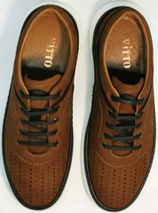 Удобные кроссовки для ходьбы мужские Vitto Men Shoes 1830 Brown White