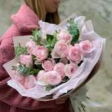 Photo of 15 Peony roses «Pink Peony» and mimosa leaves