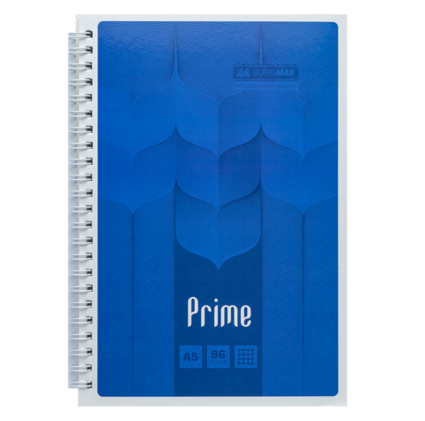 Зошит на пружині А5 PRIME, 96л., Клітка, картонна обкладинка, синя (BM.24551101-02)