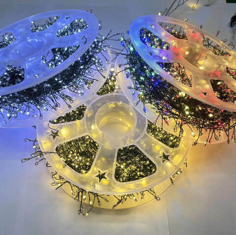 Гирлянда роса мишура 30 м - 1000 Led хвойная лапа, зеленая проволока, 8 режимов, от USB и сети. Теплый Белый