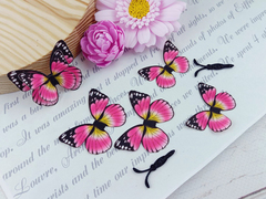 Метелики СЕРЕДНІ з тканини вирізані жовто-малинові №38