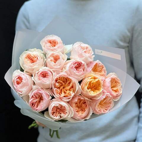 Photo of 15 Juliet peony roses in a bouquet «Chic and Vintage»