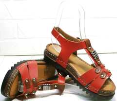 Красные кожаные босоножки сандали женские модные Rifellini Rovigo 375-1161 Rad.