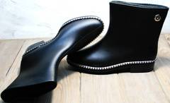 Черные резиновые сапоги модные женские Hello Rain Story 1019 Black.