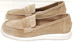 Бежевые замшевые туфли лоферы женские Anna Lucci 2706-040 S Beige.