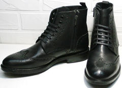 Красивые зимние  ботинки мужские на меху LucianoBelliniBC3801L-Black .