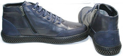 Низкие ботинки мужские на молнии осень зима Luciano Bellini BC2802 L Blue.