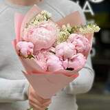Photo of 7 light pink peonies in a bouquet «Flower of Tenderness»
