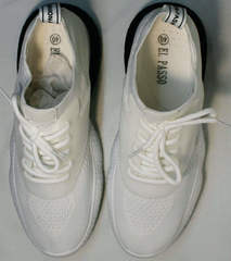 Белые легкие кроссовки женские El Passo KY-5 White.