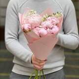 Photo of 7 light pink peonies in a bouquet «Flower of Tenderness»