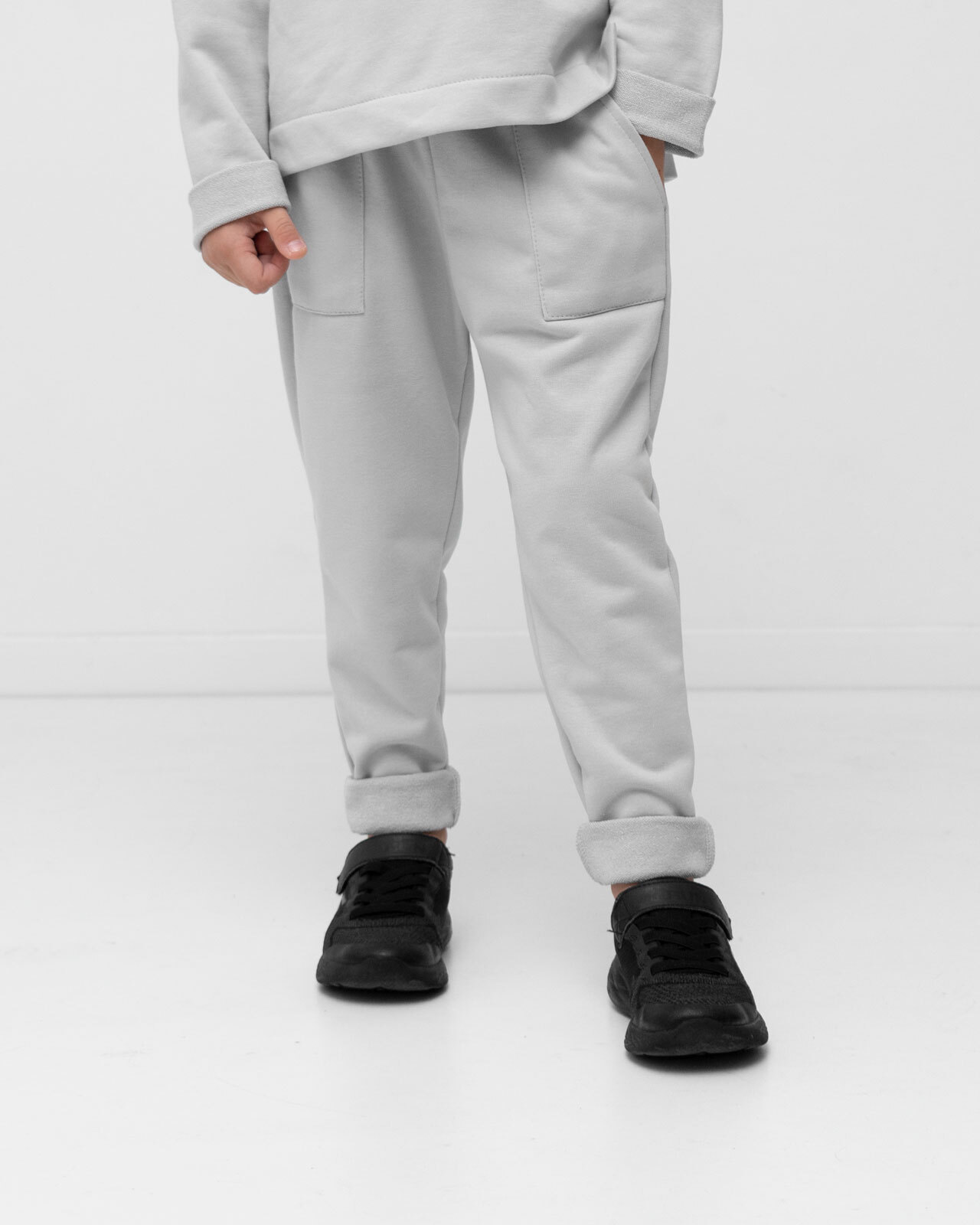 Дитячий костюм світшот і штани з підворотами Сірий