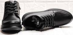 Женские кожаные кеды ботинки на шнуровке Evromoda 535-2010 S.A. Black.