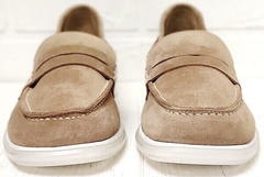 Замшевые лоферы женские туфли с квадратным носком Anna Lucci 2706-040 S Beige.