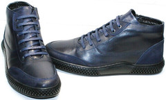 Теплые зимние ботинки мужские кожаные Luciano Bellini BC2802 L Blue.
