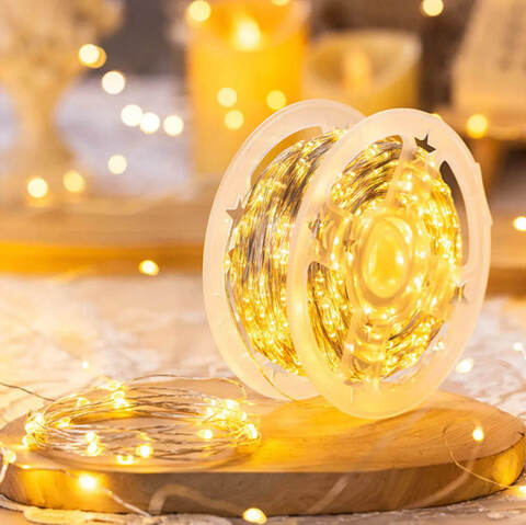 Гирлянда Роса мишура «Веточка из капель росы» 30 м -1000Led, прозрачная проволока, 8 режимов, от USB и сети. Теплый Белый