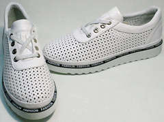 Летние туфли женские на шнуровке Evromoda 215.314 All White.