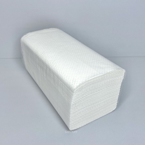 Полотенце бумажное листовое Papero V сложения 1сл. 210х220 мм (200 л.) белое (RV039)