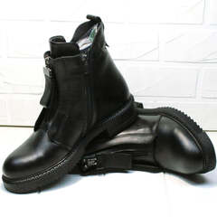 Низкие ботинки женские демисезонные кожаные Tina Shoes 292-01 Black.