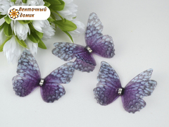 Бабочки шифоновые со стразовым тельцем фуксия с голубым №20