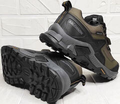 Теплые кроссовки гортекс мужские Salomon Quest Element Khaki Black ADV/G Thinsulate Nonslip.