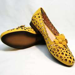 Кожаные босоножки туфли под джинсы женские Phany 103-28 Yellow.