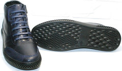 Кожаные полуботинки на толстой подошве осень зима мужские Luciano Bellini BC2802 L Blue.
