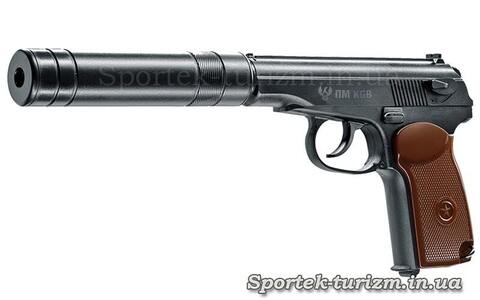 Пистолет пневматический Umarex PM KGB кал. 4.5 мм ВВ с декоративным глушителем