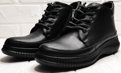 Термо ботинки женские кожаные осень Evromoda 535-2010 S.A. Black