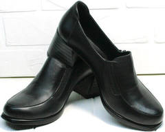Черные женские туфли на толстом каблуке осень весна H&G BEM 107 03L-Black.