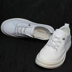 Кожаные кроссовки туфли женские на низком ходу El Passo sy9002-2 Sport White.