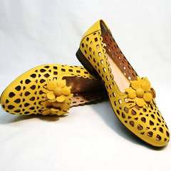 Модные туфли босоножки на низком ходу женские Phany 103-28 Yellow.