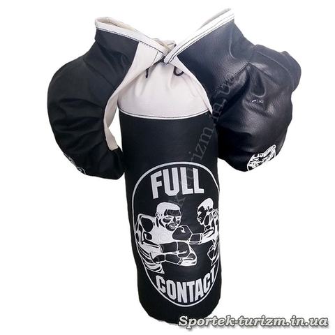 Детский боксерский мешок Full Contact с перчатками (высота 40 см диаметр 14 см)