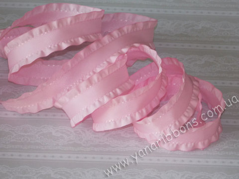 Лента с волнистыми краями ширина 22 мм розовая