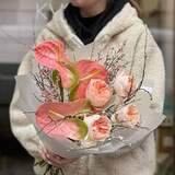 Photo of Peach bouquet of premium flowers «Flamingo's embrace»